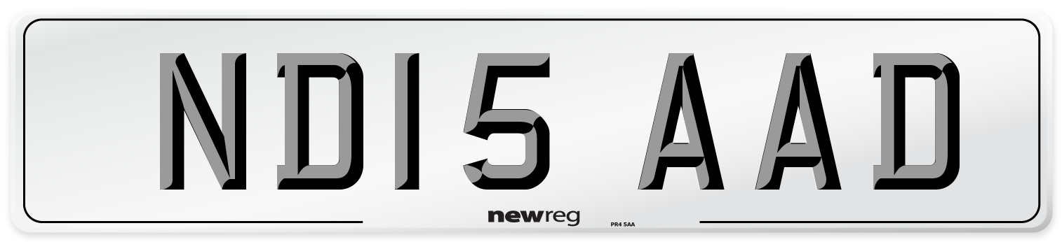 ND15 AAD Number Plate from New Reg